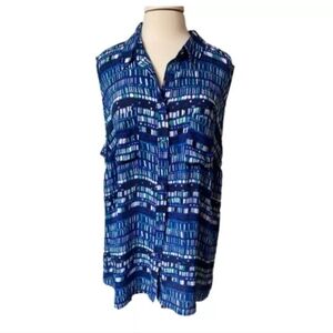 NWOT Apt 9 Teal Blue Button Down Lightweight Sleeveless Tank Top SIZE S